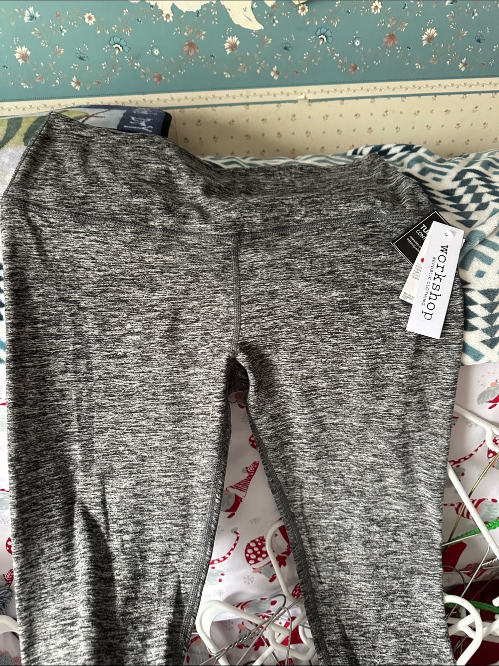 Workshop Republic Clothing Girls' Heather Grey Stretch Leggings